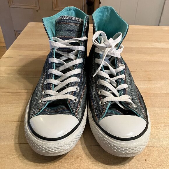 Converse Mens All Star High Top Peacock Acor Striped Sneakers Size 9 Blue SP EXC - Picture 3 of 12